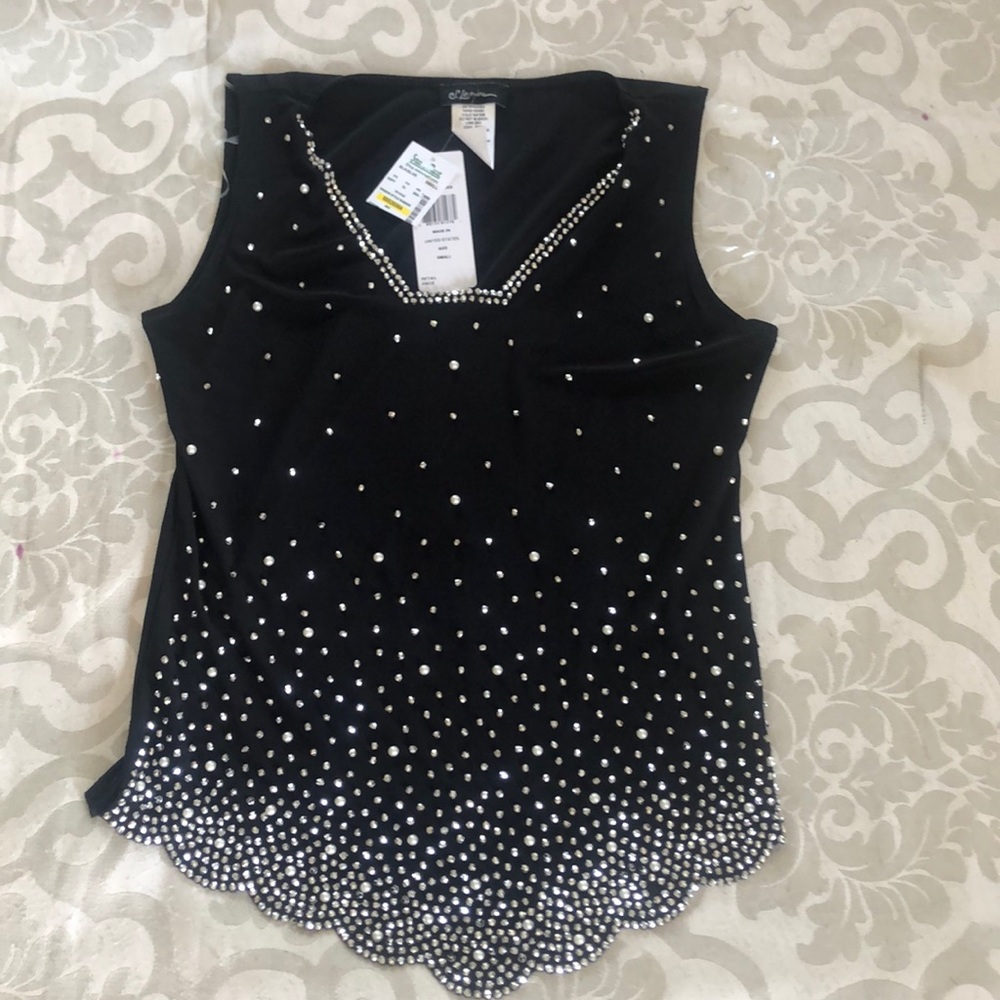 Pearl and rhinestone embellished blouse